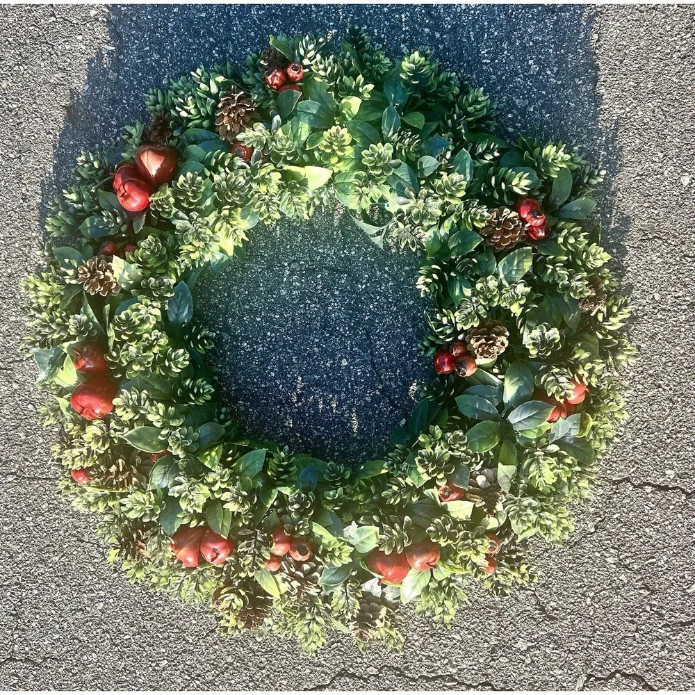 Vintage Plastic Fall/Christmas Door Wreath‎ Large 26